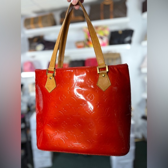 Louis Vuitton Handbags - LV Red Vernis Zip Top Tote, wear on lip from the zip